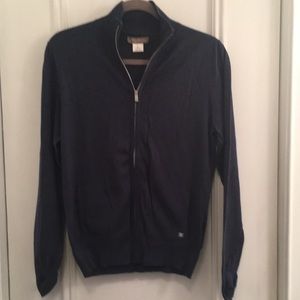 Tommy Bahama cotton/cashmere long sleeve zip front sweater with pockets!